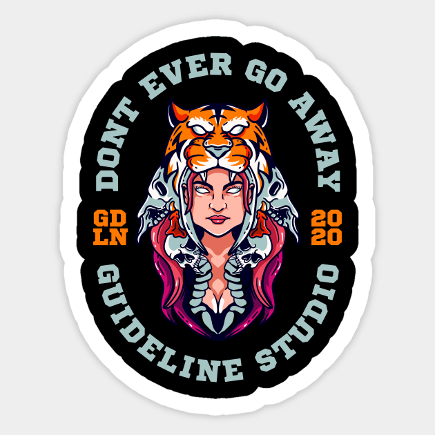 Geisha Hat Tiger With Girl Face Sticker by Guideline.std